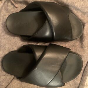 All Saints Black Leather Sandals